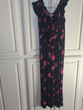Billabong Black Dress with Pink Floral Accents